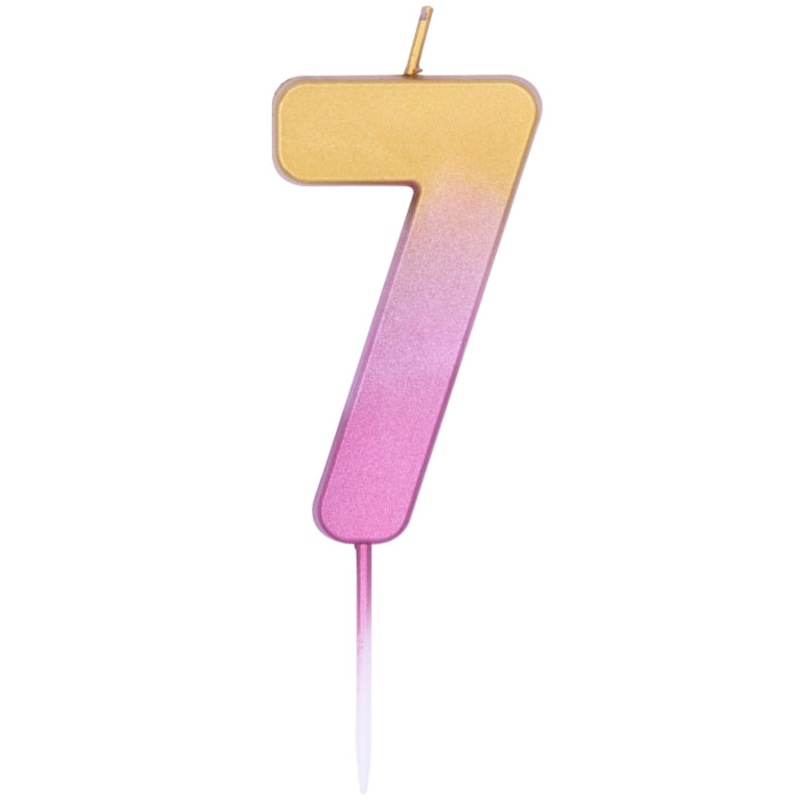 7th Birthday Cake Number Candle - Rose Gold Ombre