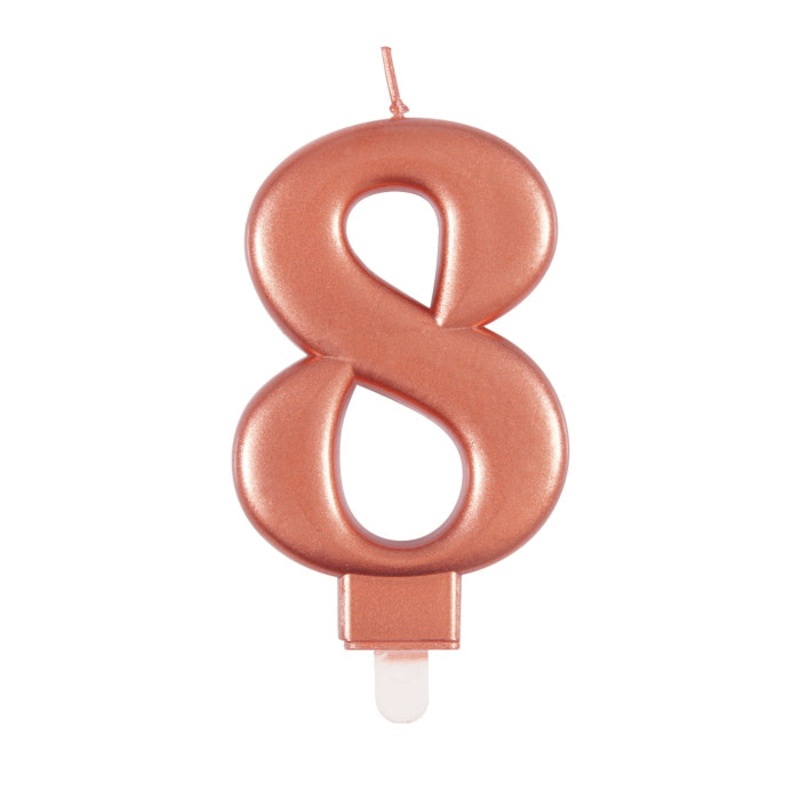 8 Birthday Cake Candle - Rose Gold Metallic