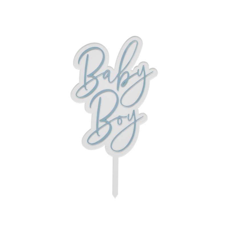 Baby Boy Acrylic Cake Topper: Baby Shower Cake Topper 14cm