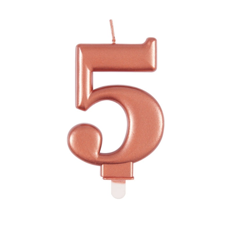 Birthday Cake 5 Candles - Rose Gold Metallic