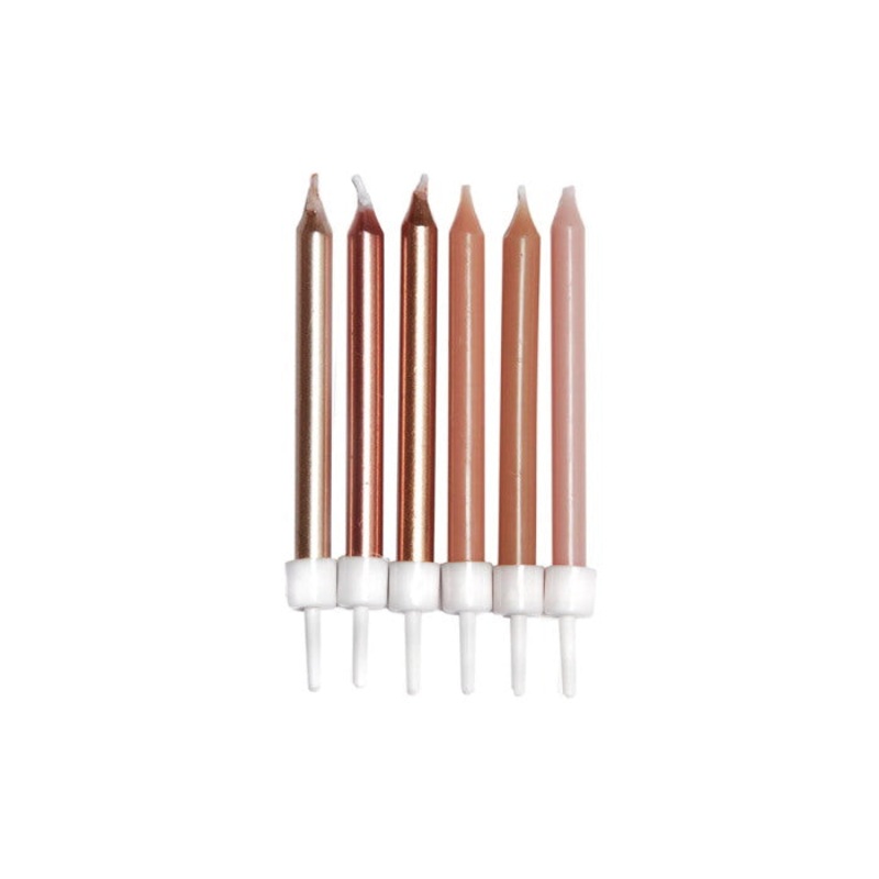 Birthday Cake Candles - Neutral Metallic Pack of 12