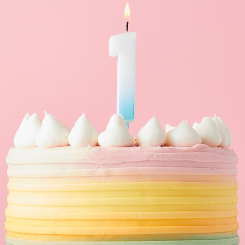 Blue Ombre Number 1 Cake Candle