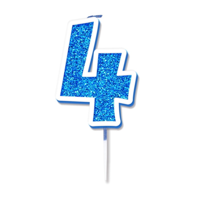 Blue Sparkling No 4 Cake Candle