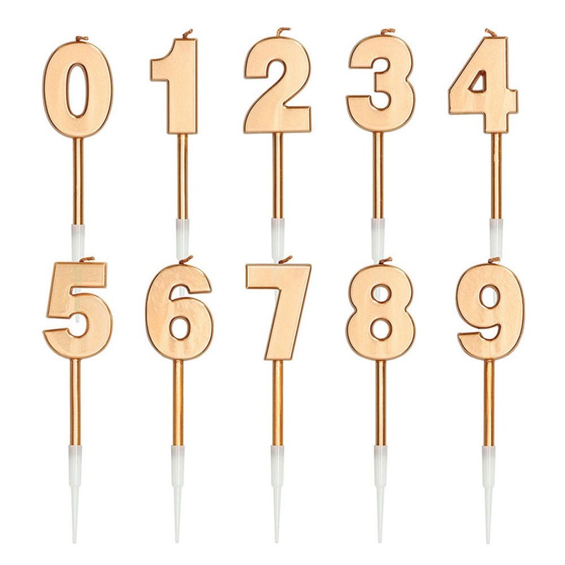Cake Candle Number Metallic Bronze Long