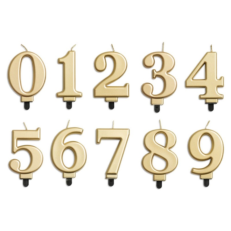 Cake Candle Number Metallic Gold
