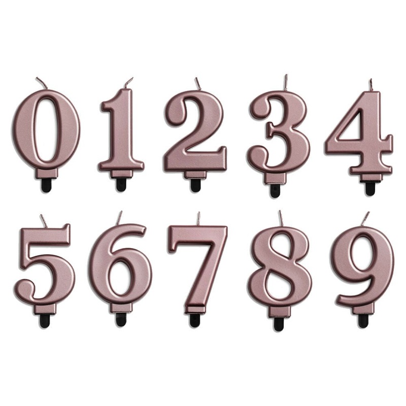 Cake Candle Number Metallic Rose Gold