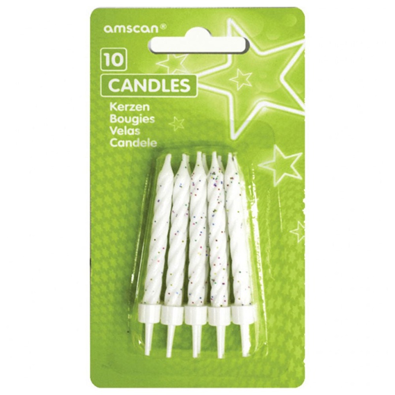 Cake Candles Glitter White