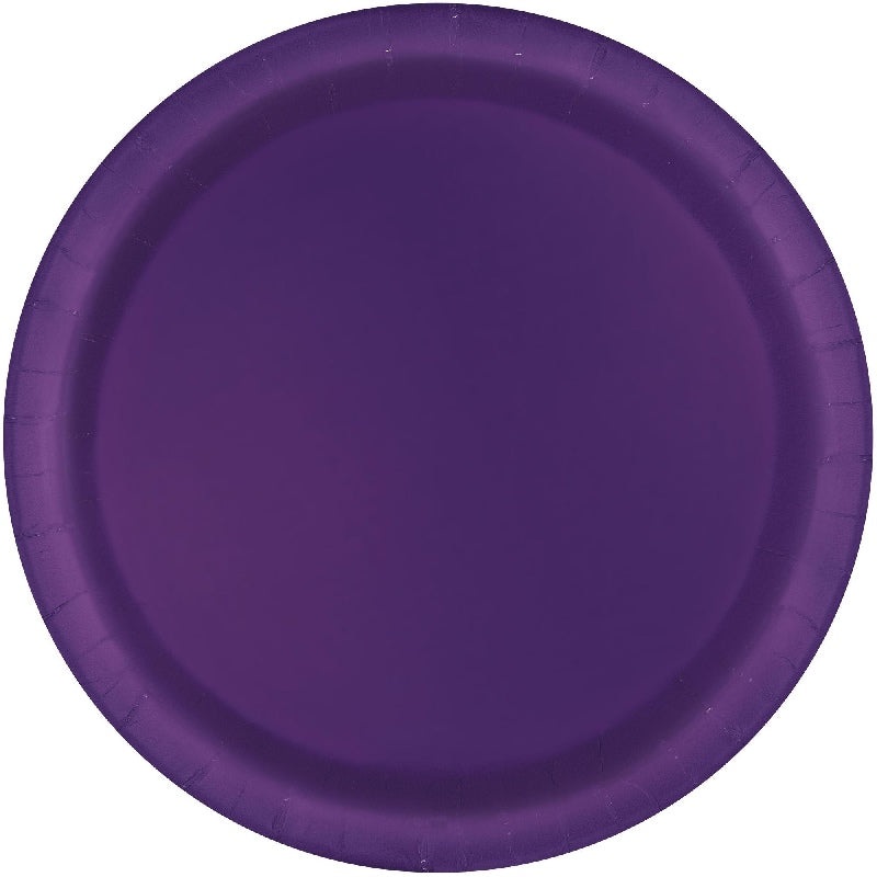 Deep Purple Round Party Cake 18cm Plates Pack of 8