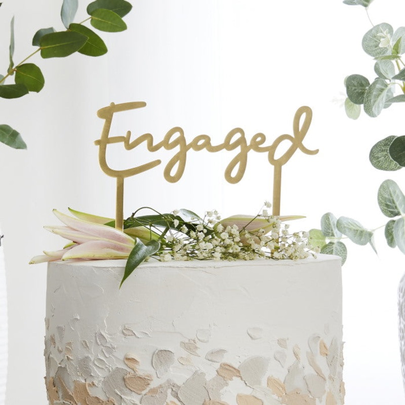 Engaged Acrylic Cake Topper: Engagement Cake Topper