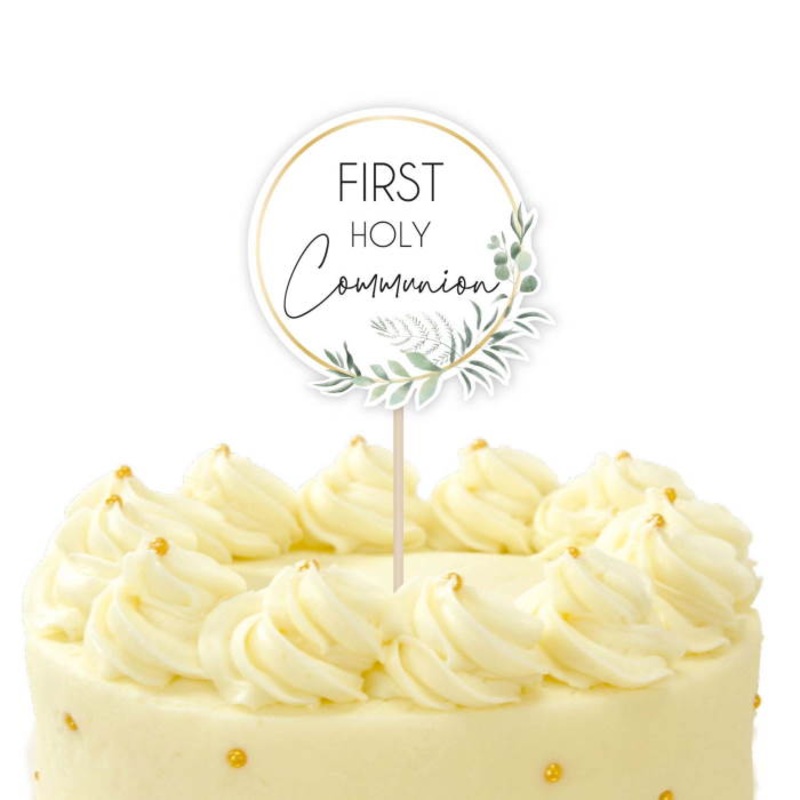 Floral First Holy Communion Cake Topper 20cm