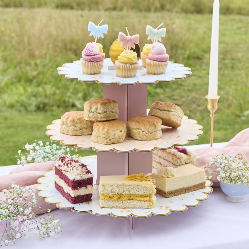 Floral Tea Party Cake Stand - 3 Tier 35cm