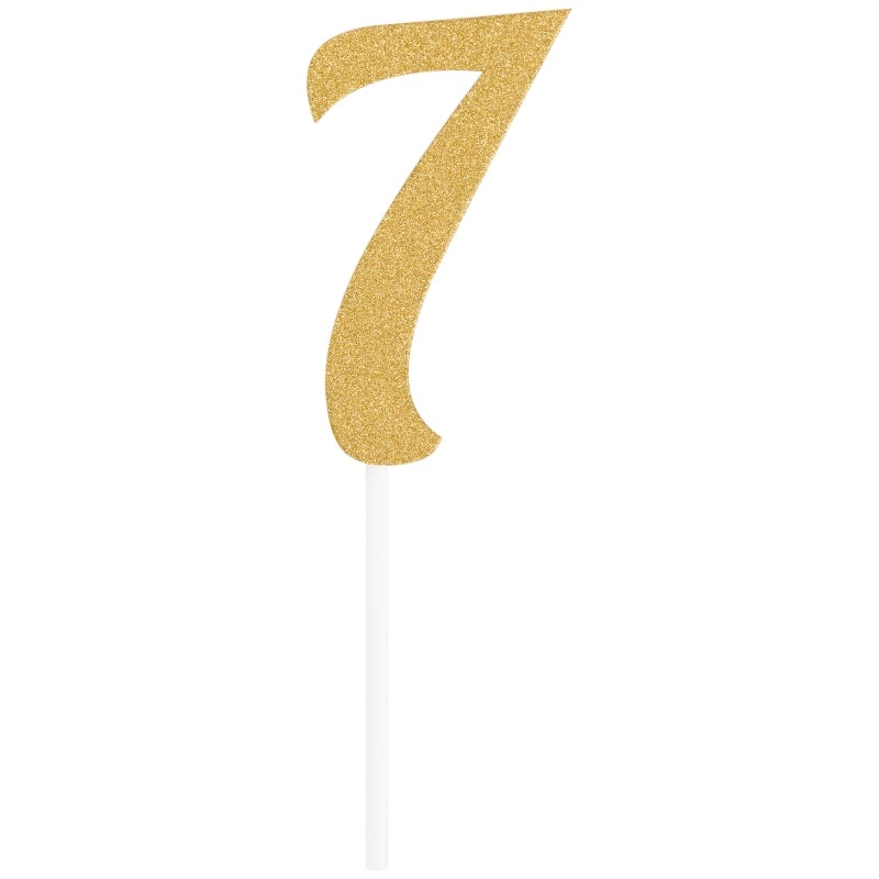 Gold Glittering Number 7 Cake Topper (5 x 8cm)