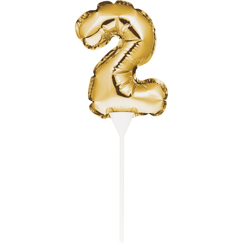 Gold Number 2 Cake Topper Mini Balloon 13cm