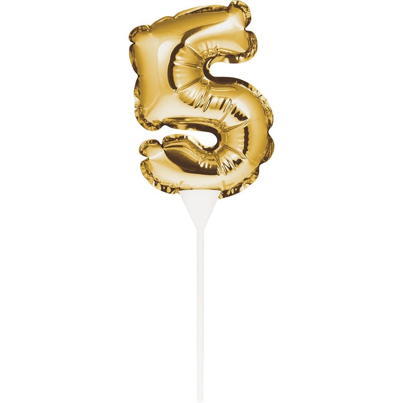 Gold Number 5 Cake Topper Mini Balloon 13cm