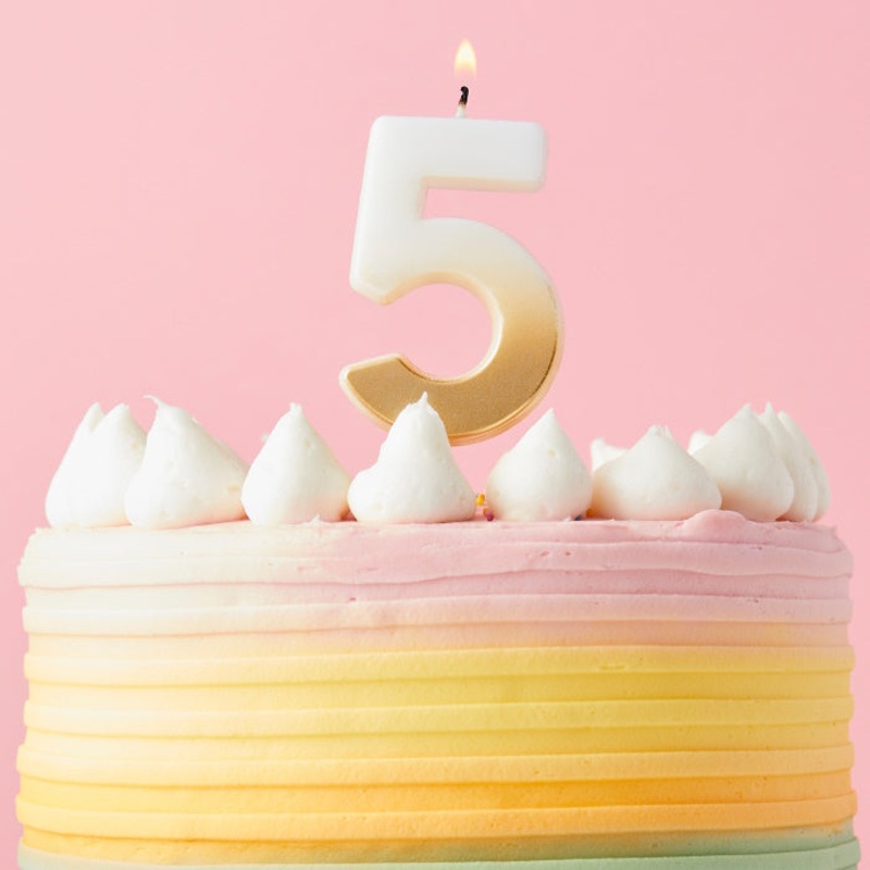 Gold Ombre Number 5 Cake Candle