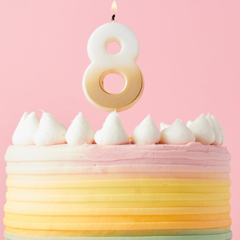 Gold Ombre Number 8 Cake Candle