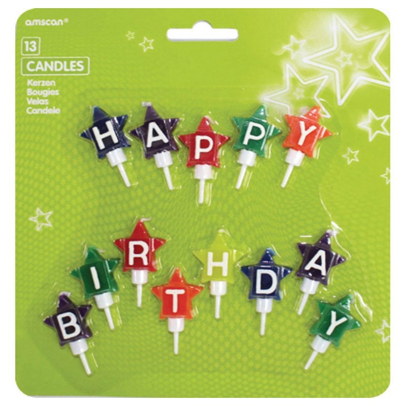 Happy Birthday Stars Cake Candles