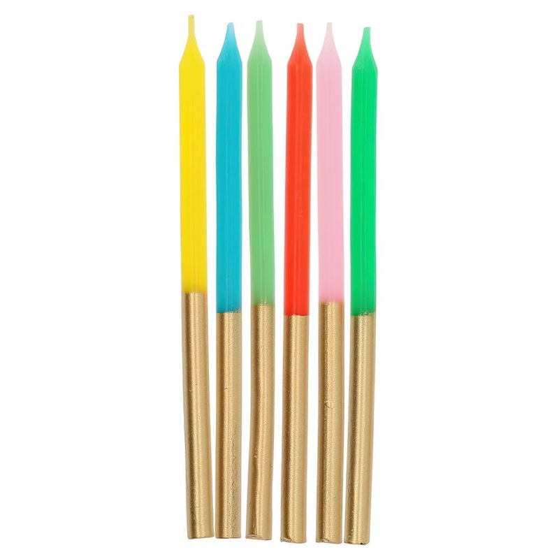 Long Cake Candles Metallic Retro