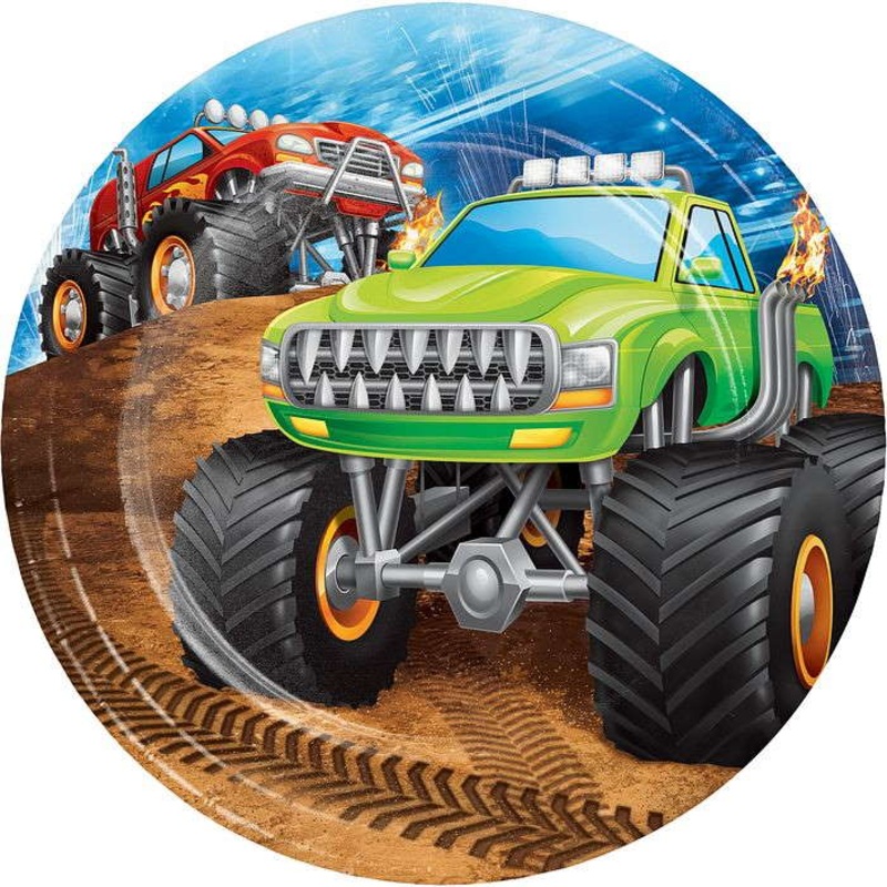 Monster Truck Party Cake Plates Pack of 8