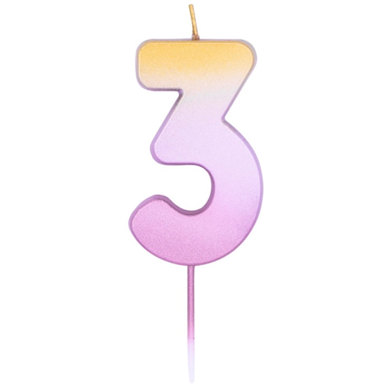 No 3 Cake Candle - Rose Gold Ombre
