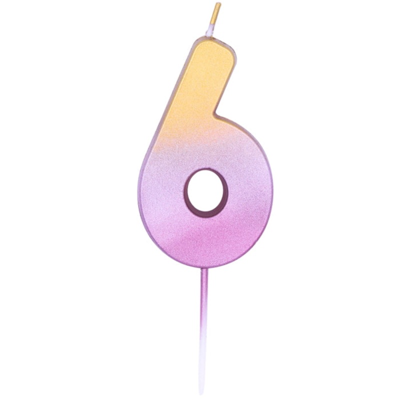 Number 6 Cake Candles - Rose Gold Ombre