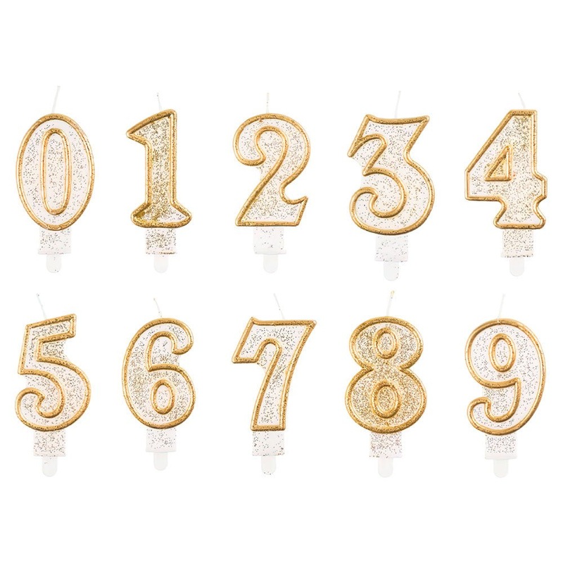 Number Cake Candle Glitter