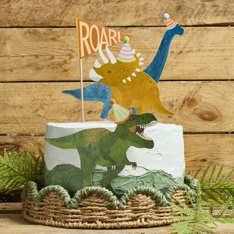 Party Dinosaurs Card Cake Topper Set Pack of 4