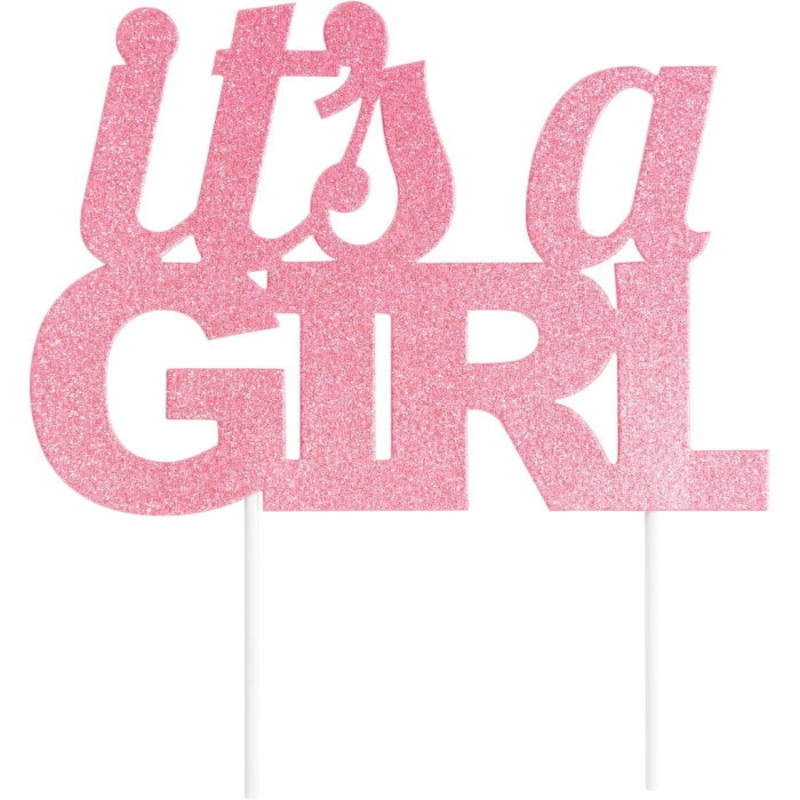 Pink Girl Baby Shower Cake Topper 18cm
