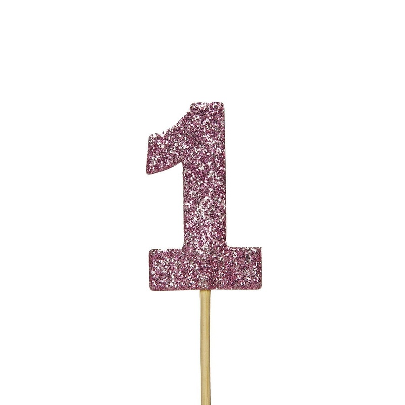 Pink Glitter 1st Birthday Cupcake Toppers Pack of 12