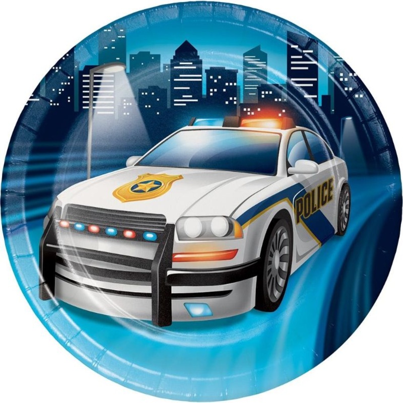 Police Party Cake Plates (Paper) Pack of 8