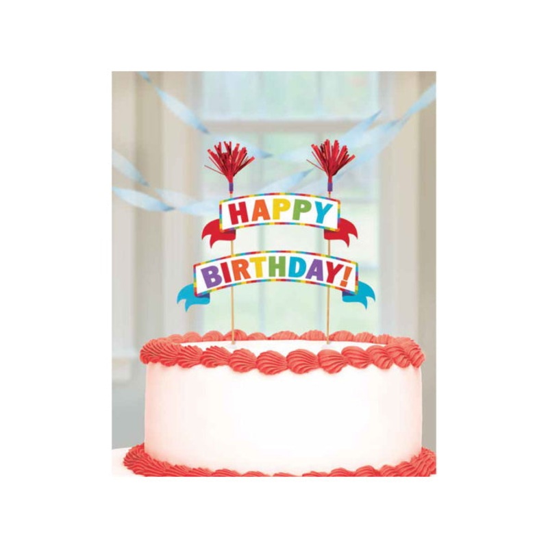 Rainbow Happy Birthday Cake Topper Decoration 23cm