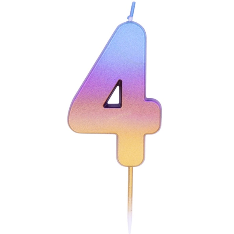 Rainbow Ombre Number 4 Birthday Cake Candle: 4th Candle