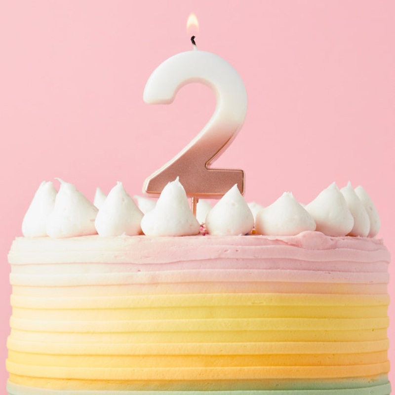 Rose Gold Ombre Number 2 Cake Candle