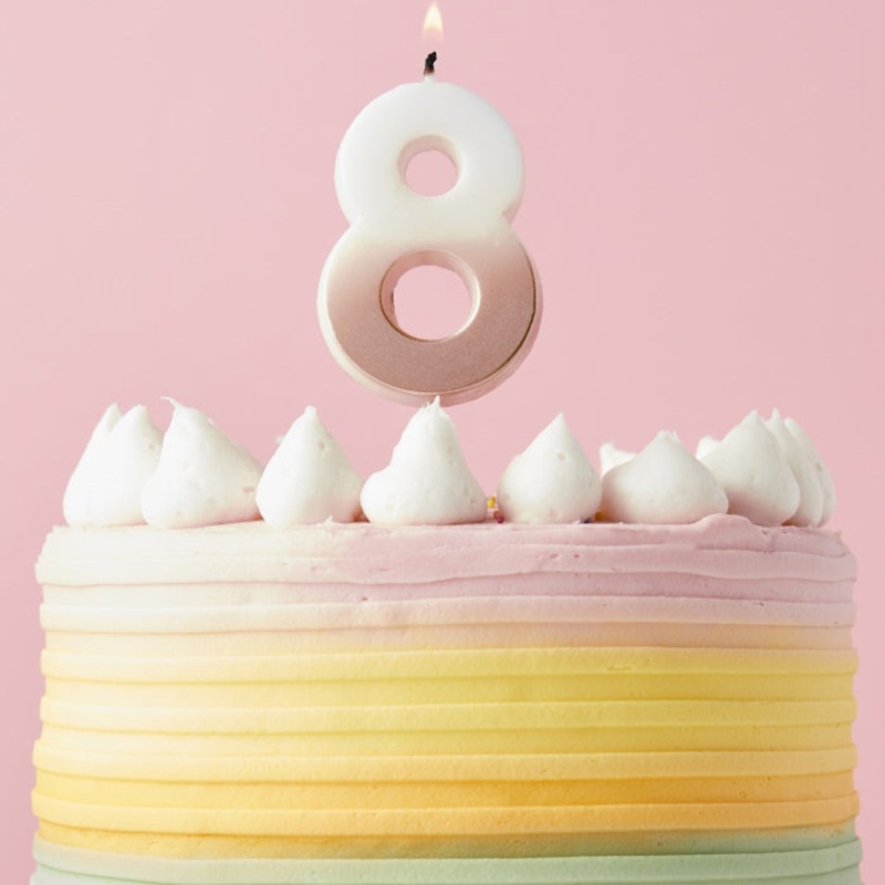 Rose Gold Ombre Number 8 Cake Candle