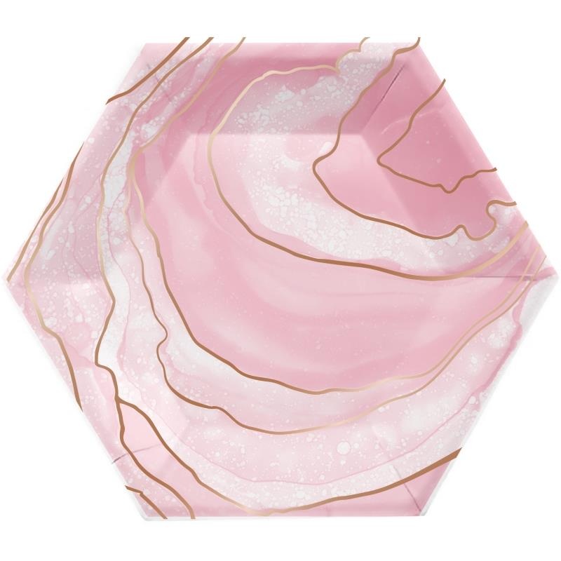 Rose Gold Pink Party Cake Plates Pack of 8