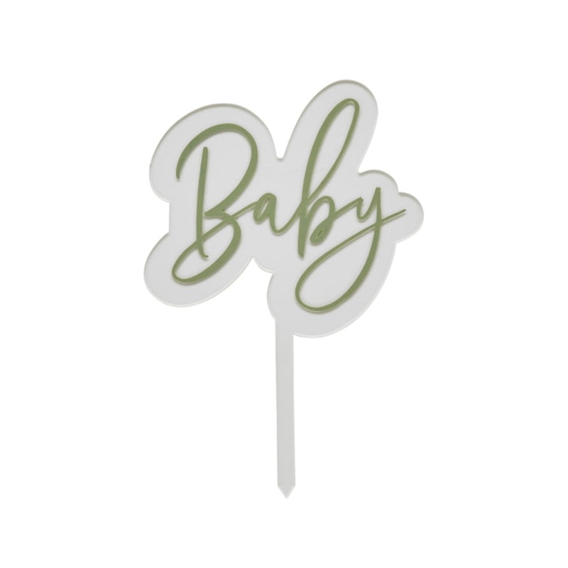 Sage Green Baby Shower Cake Topper 14cm