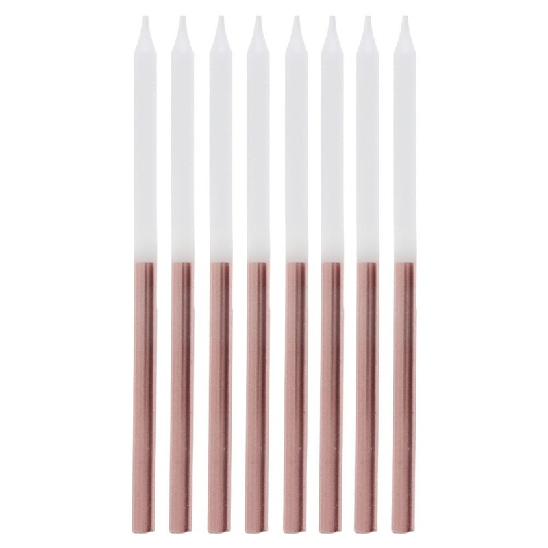 Slim Cake Candles Rose Gold White