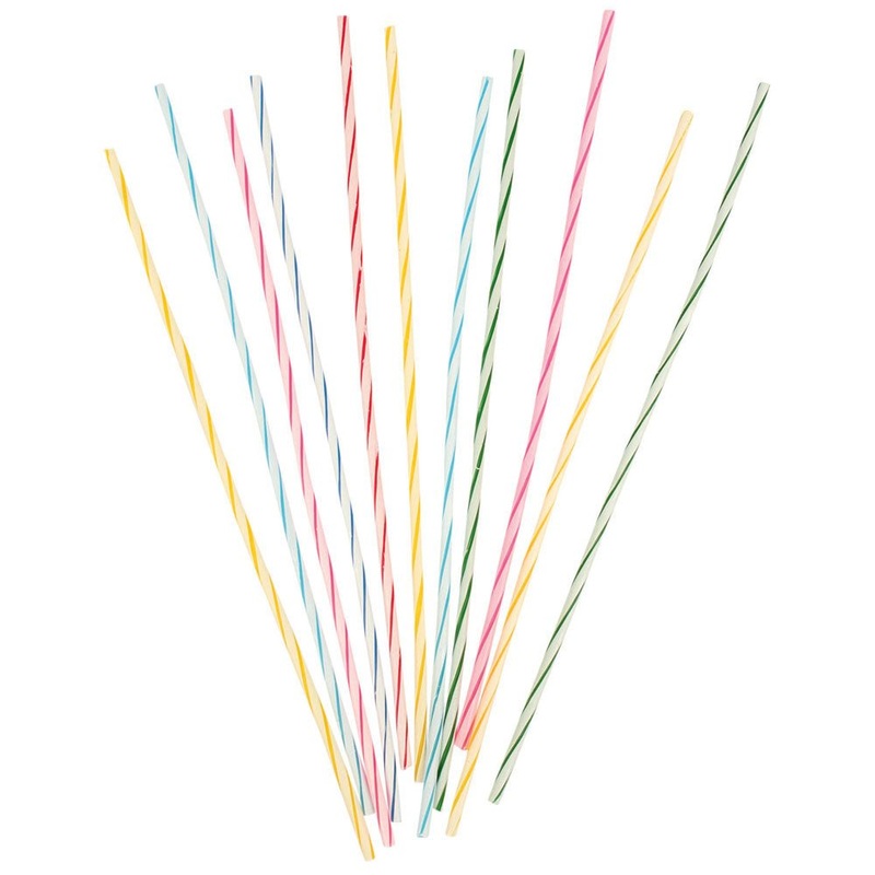 Slim Cake Candles Striped Multicolored