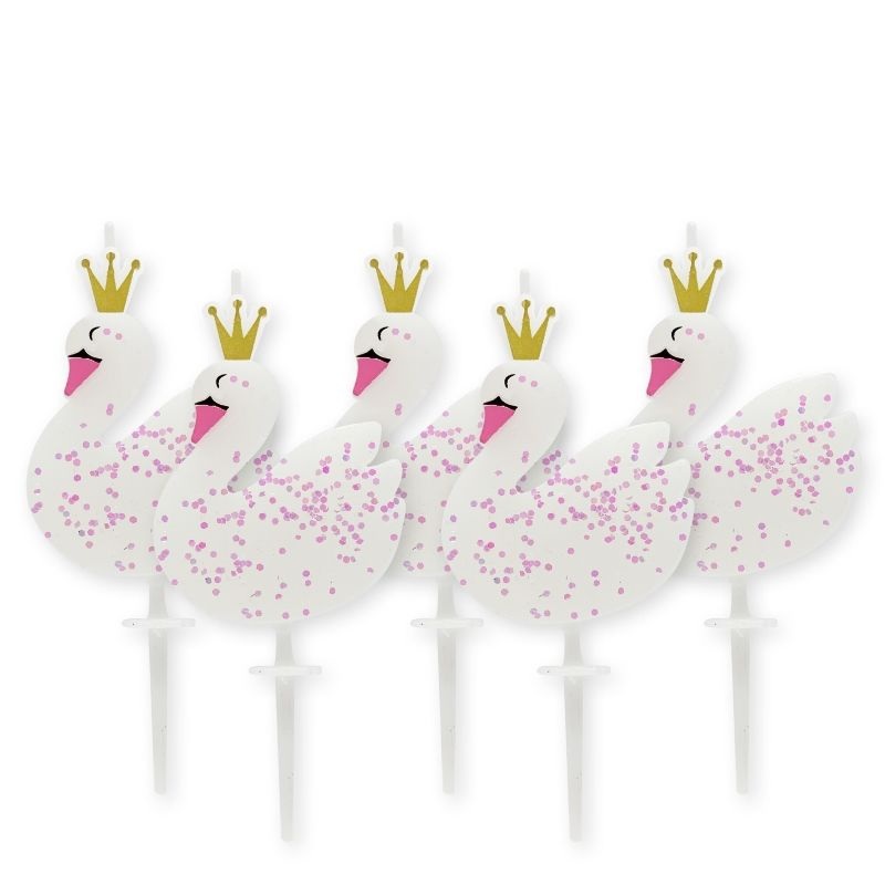 Swan Shaped Birthday Party Cake Candles Pack of 5