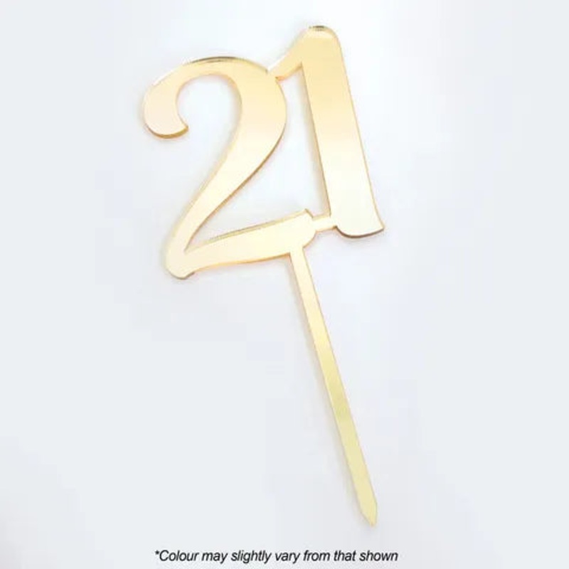 #21 Gold Mirror Acrylic Cake Topper | Cake Craft