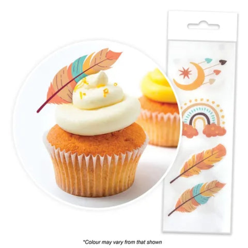 Boho Cupcake Wafer Toppers 16pcs *PAST BB*