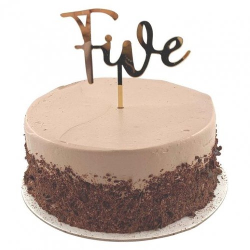 Cake Topper Acrylic 2mm Five Gold