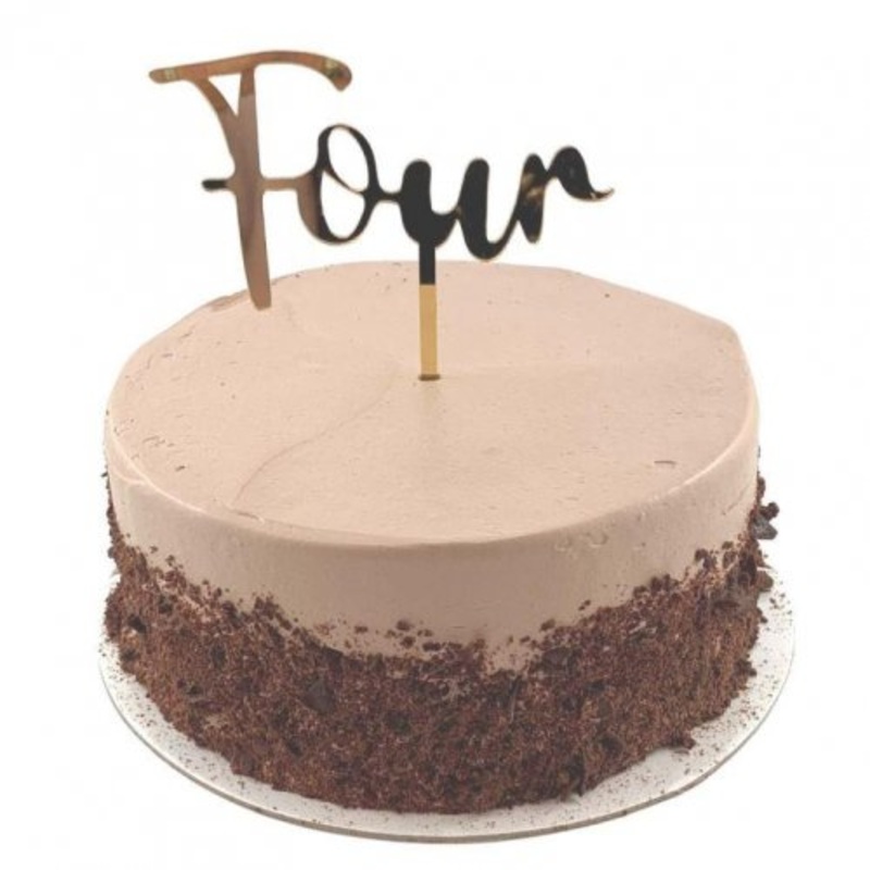 Cake Topper Acrylic 2mm Four Gold