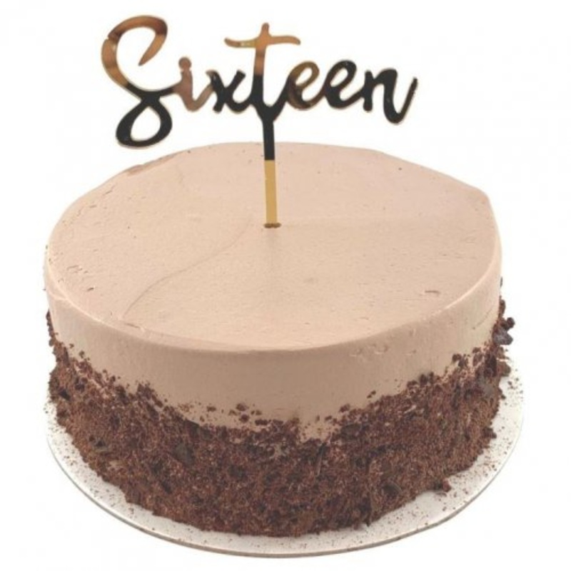 Cake Topper Acrylic 2mm Sixteen Gold