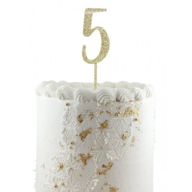 Cake Topper Acrylic Glitter 2.5mm Gold #5