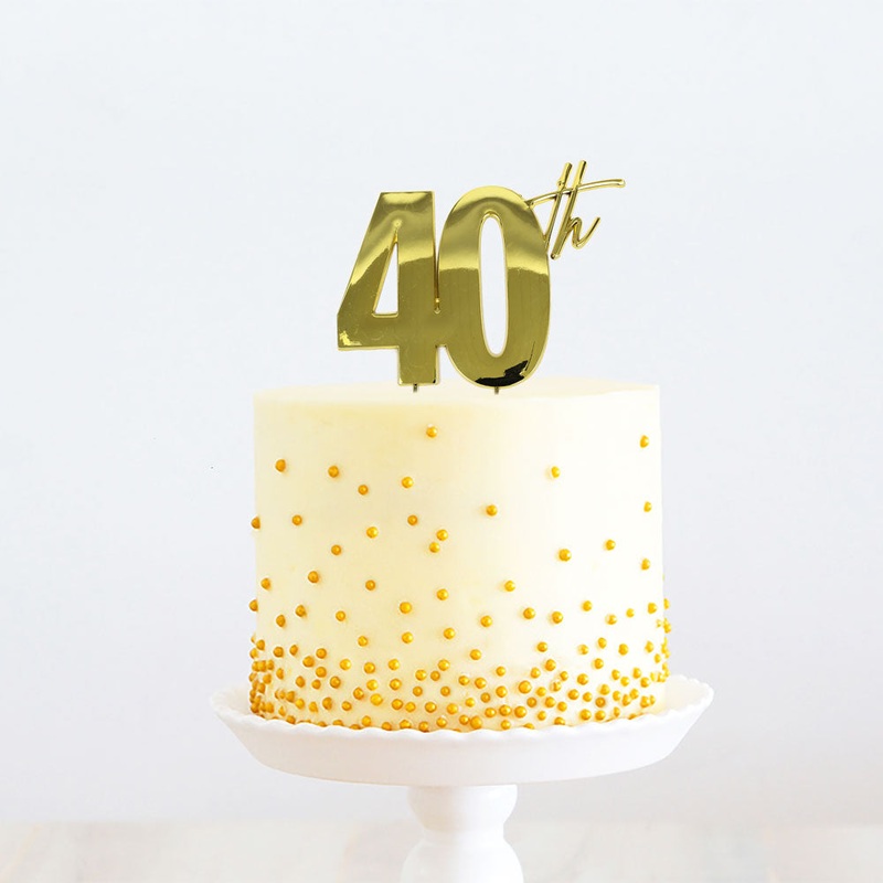 Gold Metal Cake Topper - 40th