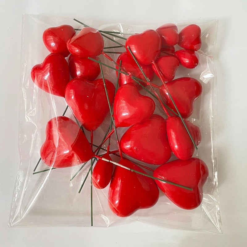 Heart Shaped Cake Ball Toppers 20pc - Red