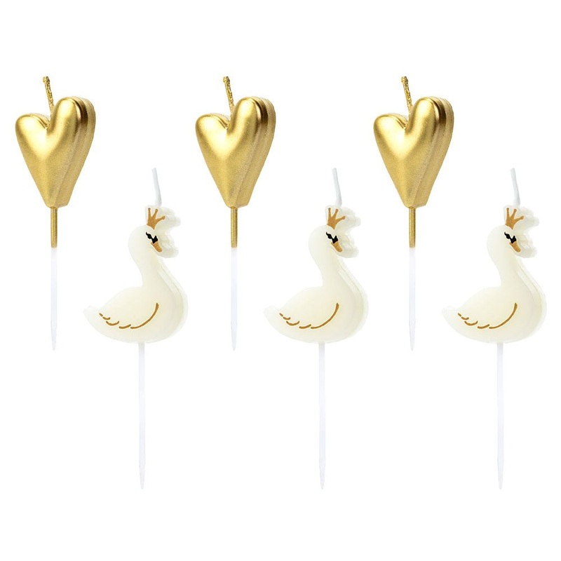 Swans & Hearts Cake Candles