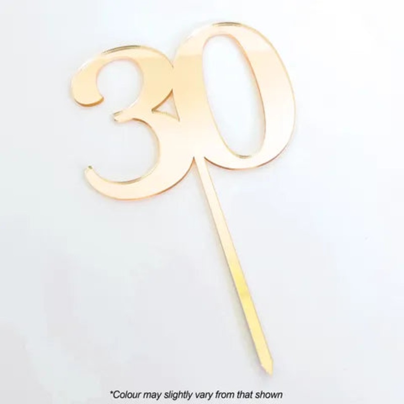#30 Gold Mirror Acrylic Cake Topper | Cake Craft