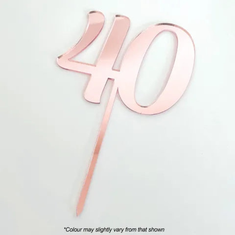 #40 Rose Gold Mirror Acrylic Cake Topper | Cake Craft